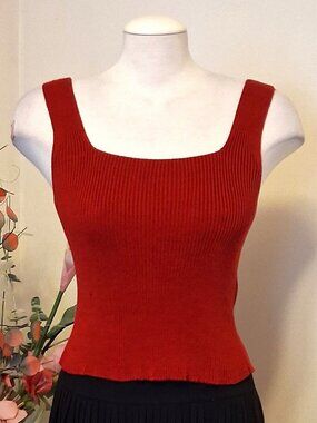 Kroshetta High Quality Knitwear Tank Top Stretchy Red Camisole 10